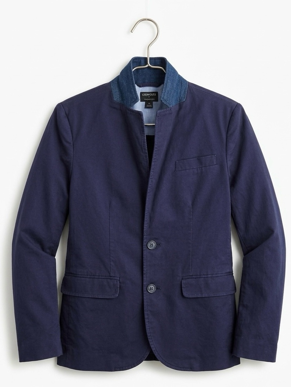 Crewcuts Navy Cotton Thompson Blazer w/ Contrast Collar - formalwear - size 14